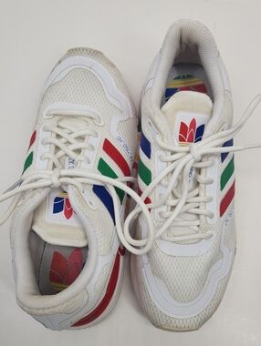 adidas ZX_750_HD White Sneakers with Red, Green & Blue Stripes SZ 5